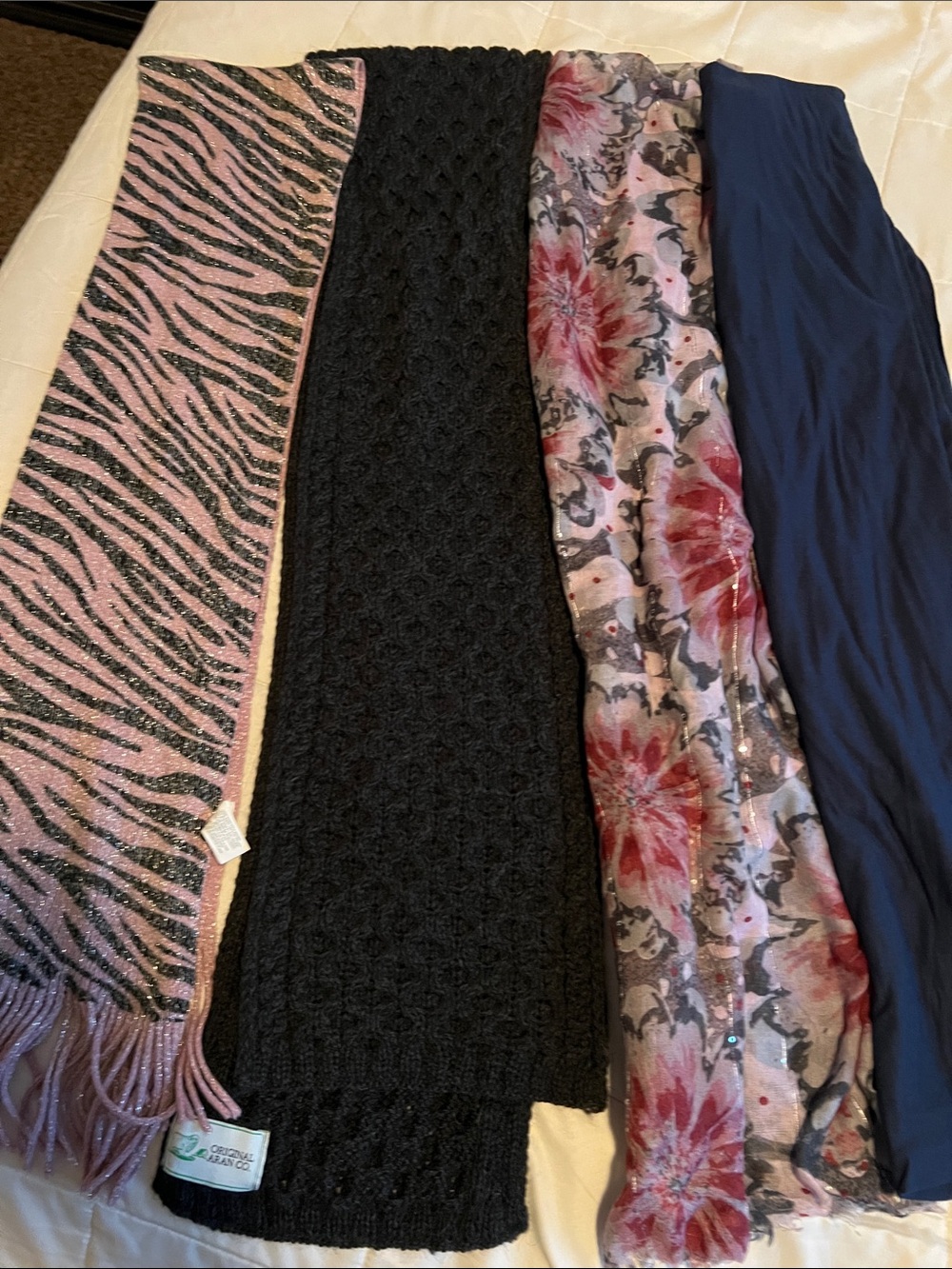 Includes 4 Scarves and a Scarf Hanger
